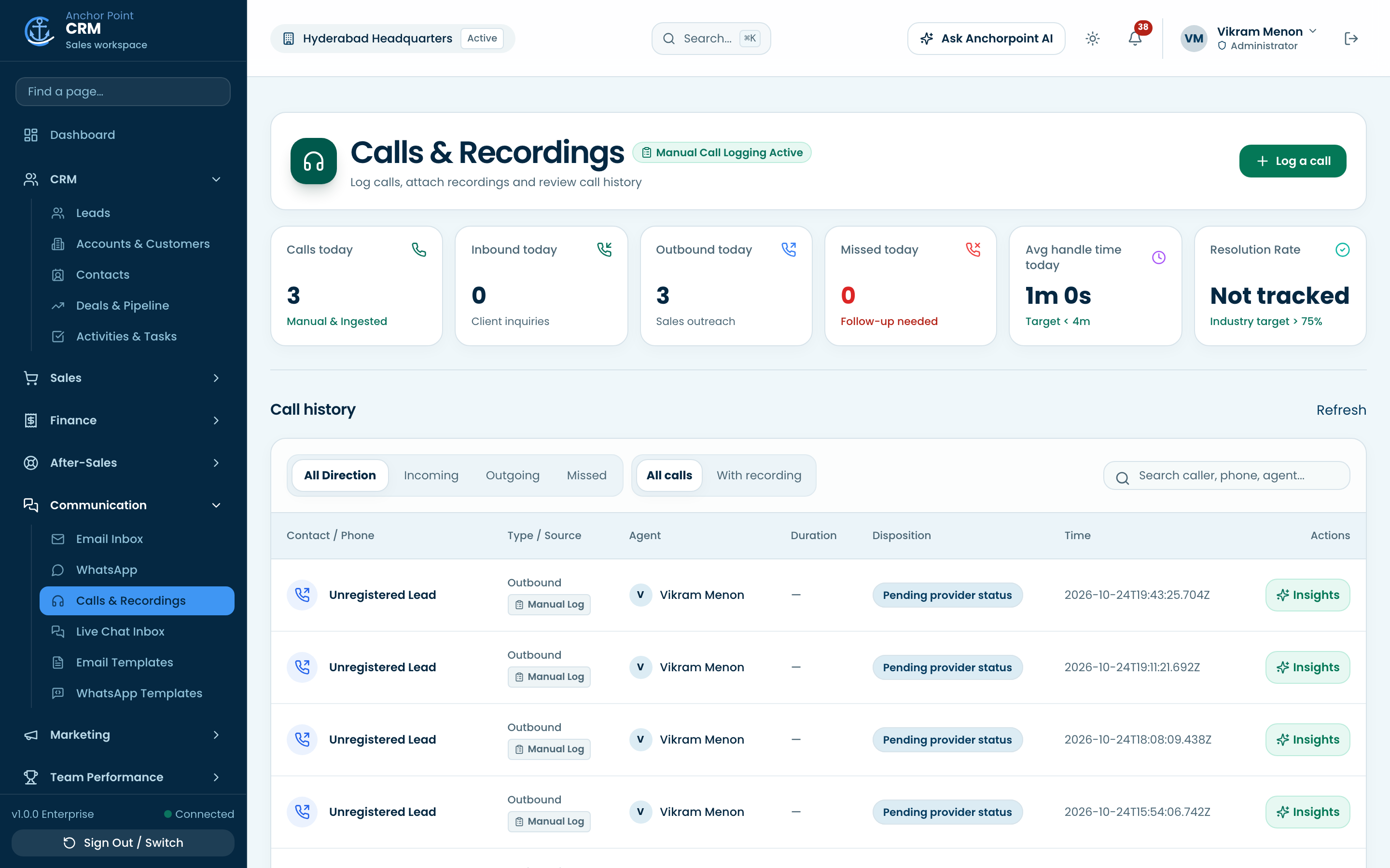 Calls and recordings